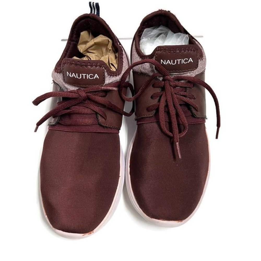 Nautica sneakers slip on shoes, size 10, burgandy